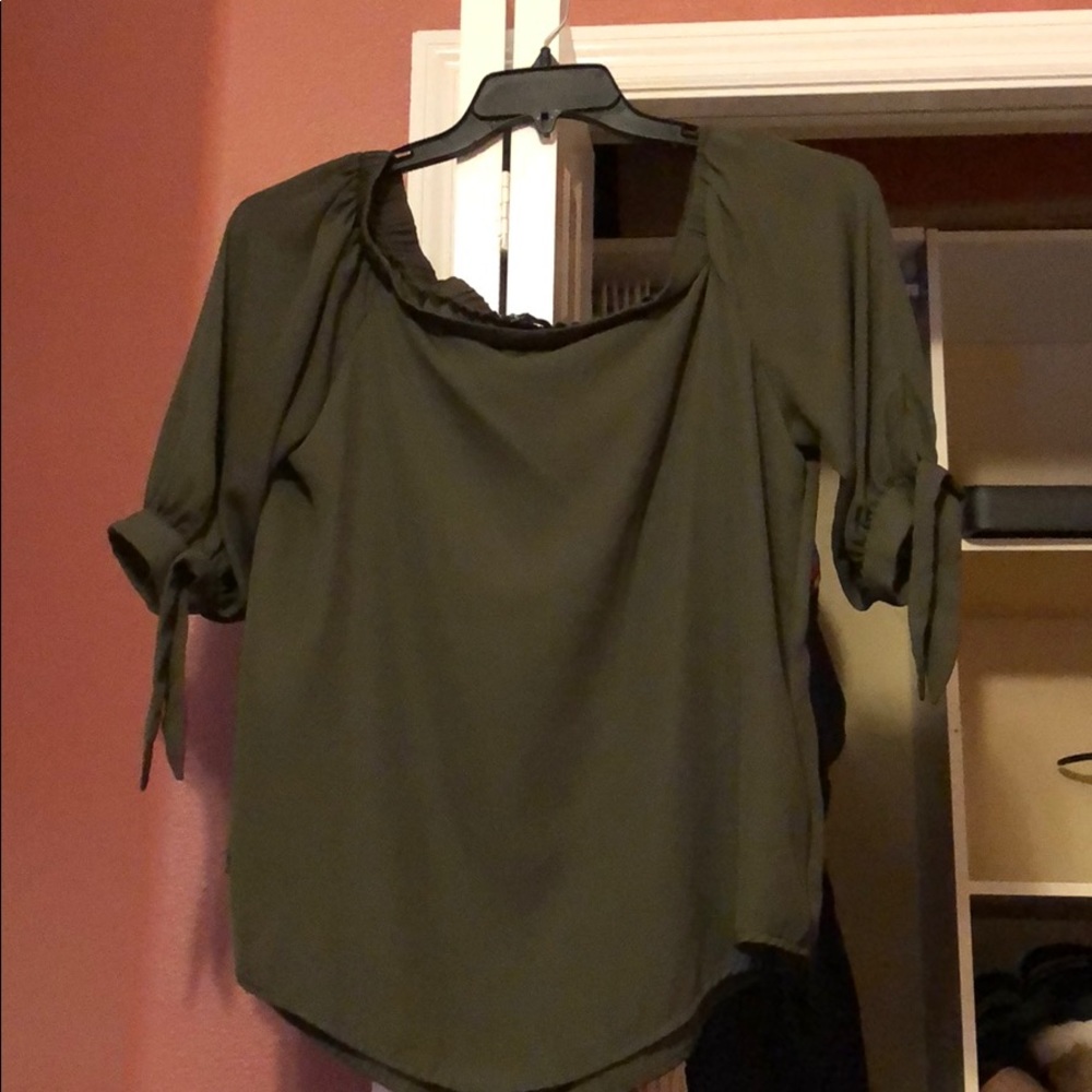 Olive green off the shoulder top